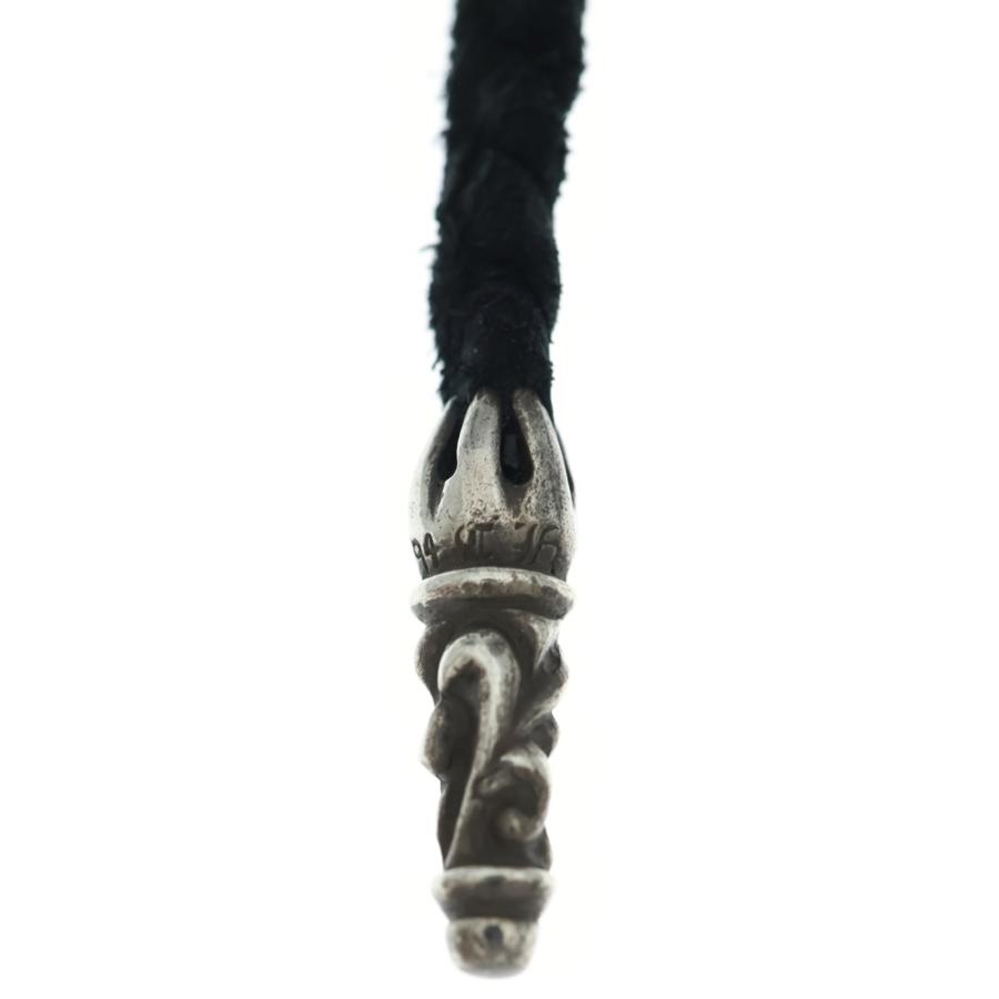CHROME HEARTS クロムハーツ LEATHER BRAID スクロールレザーブレード シルバーネックレス ブラック/シルバー