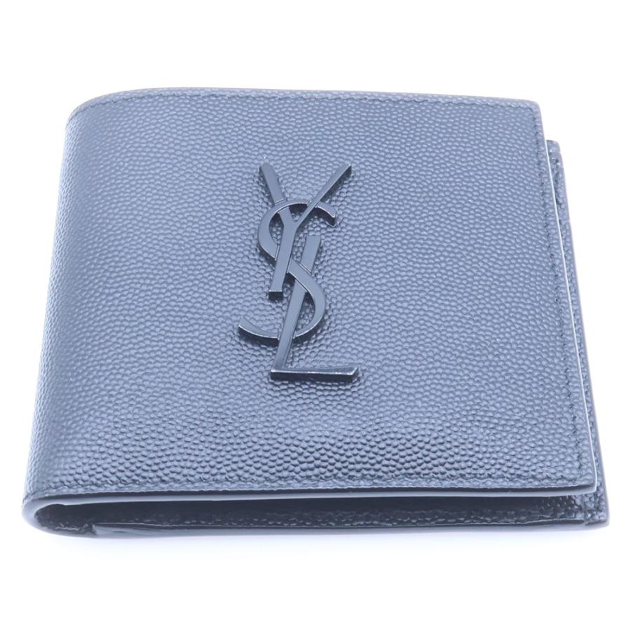 SAINT LAURENT PARIS 二つ折り財布 YSLロゴ レザー SAINT LAURENT PARIS サンローランパリ YSLロゴ カサンドラ 二つ折り