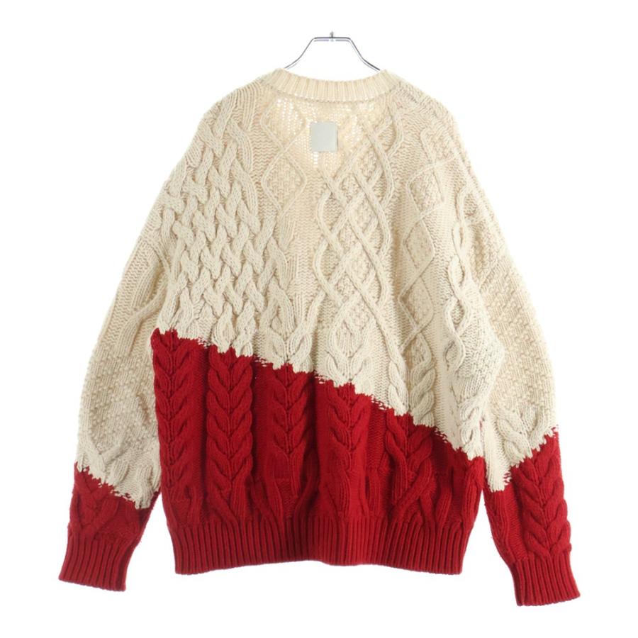 LOEWE ロエベ 23AW グラデーション ケーブル 編みニットセーター H526Y 14KH6 ホワイト/レッド_1