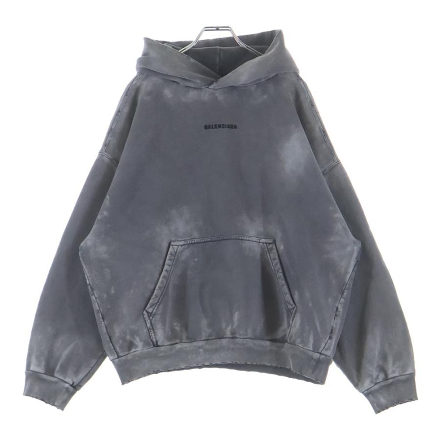 BALENCIAGA グレー フード付きパーカー balancing 中古・古着通販】BALENCIAGA (バレンシアガ) ロゴプリントパーカー