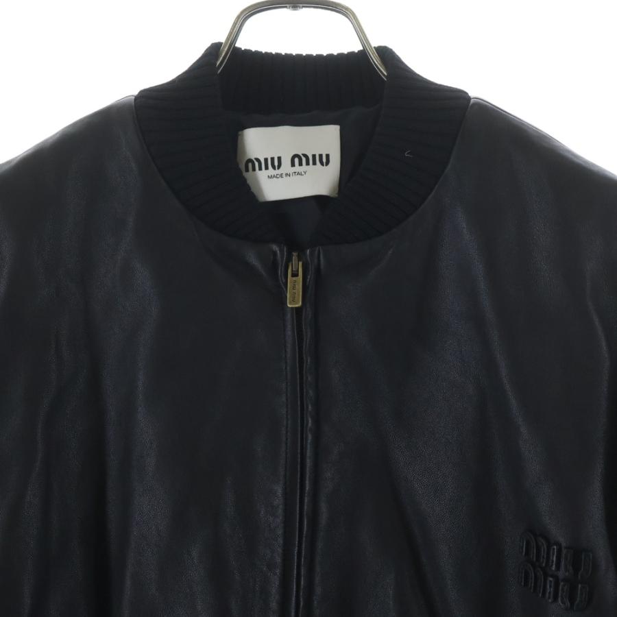 miumiu ミュウミュウ ロゴパッチ ナッパレザーボンバージャケット
