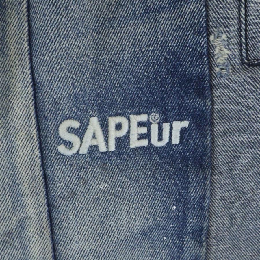 SAPEur サプール ロゴ刺繍 切替デザイン デニムイージーパンツ