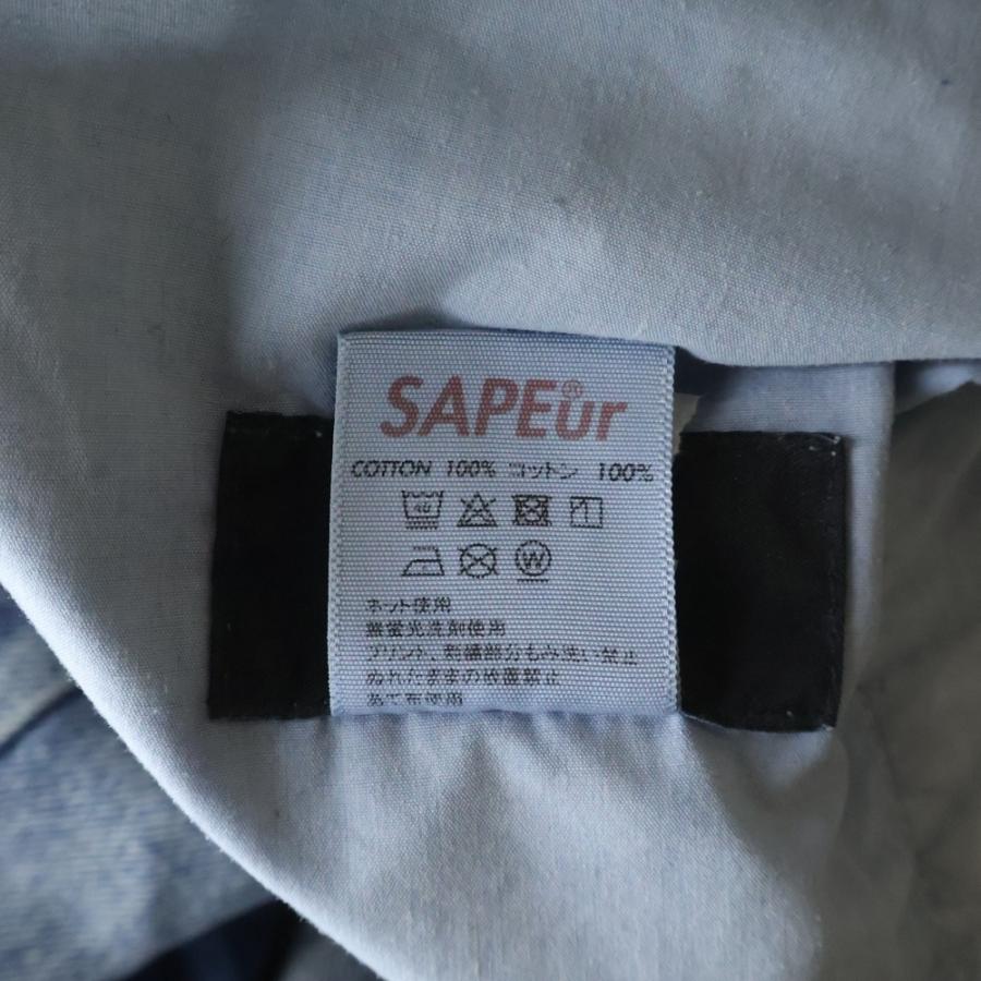 SAPEur サプール ロゴ刺繍 切替デザイン デニムイージーパンツ