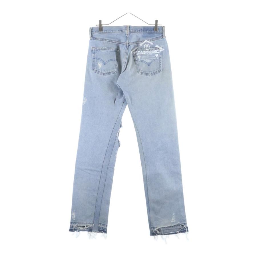 READY MADE レディメイド 22SS ダメージ加工 リメイク加工ストレートロングデニムパンツ インディゴ RE-CO-BL-00-00-191 READYMADE（レディメイド） 22SS ダメージ加工 リメイク加工ストレート