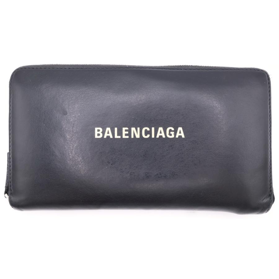 BALENCIAGA（バレンシアガ） ロゴプリント レザー ラウンドジップ