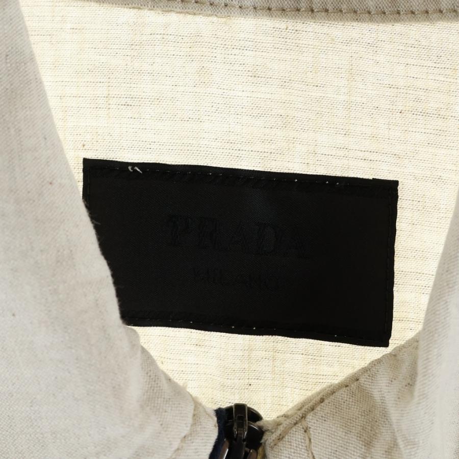 PRADA プラダ トライアングルロゴ 三角プレート シャツジャケット GEB255 アイボリー PRADA（プラダ） トライアングルロゴ 三角プレート シャツジャケット