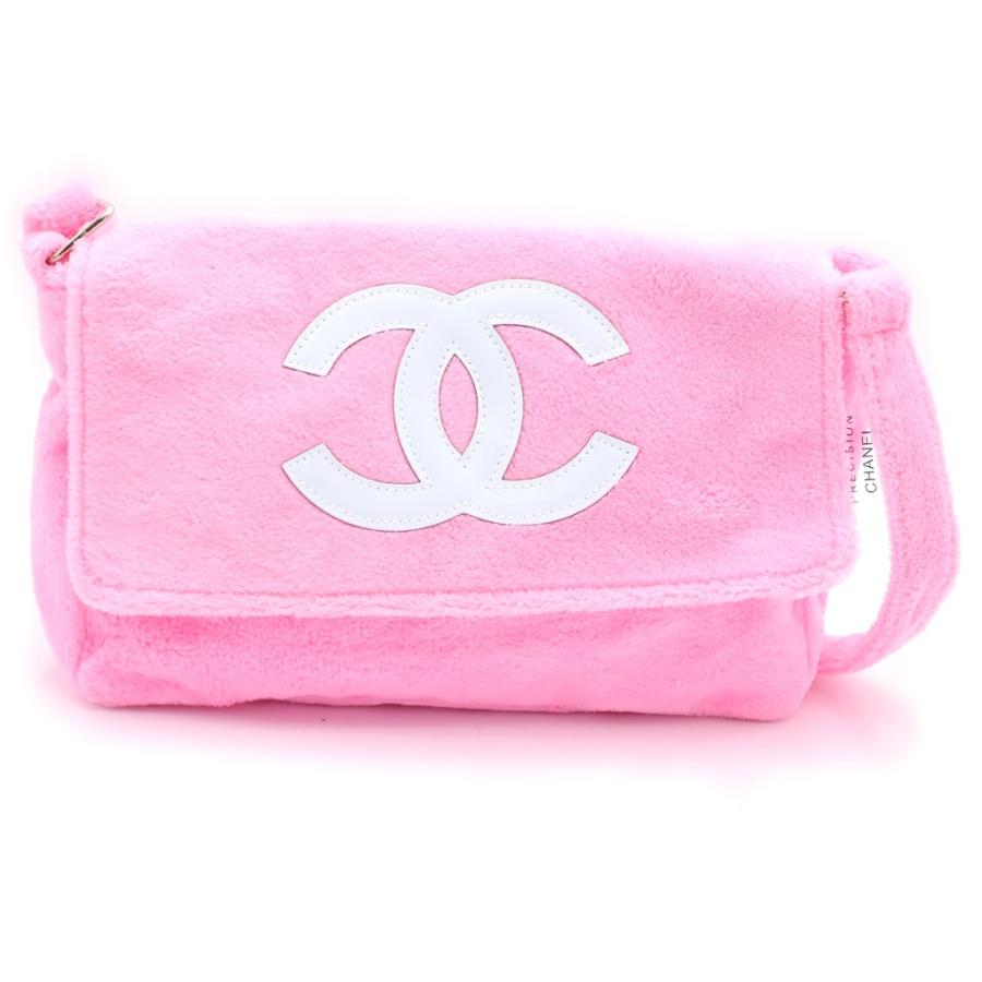 新品　CHANELビューティーノベルティ　シャネルパイル地ショルダー　ピンク CHANEL（シャネル） ノベルティ パイル地 ショルダーバッグ ピンク
