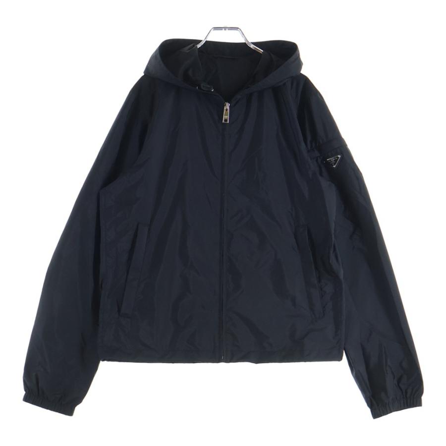 PRADA 正規品 ナイロンジャケット フード付 XL ブラック 三角ロゴ PRADA（プラダ） SPORTS トライアングルロゴ 三角プレート フーデッド