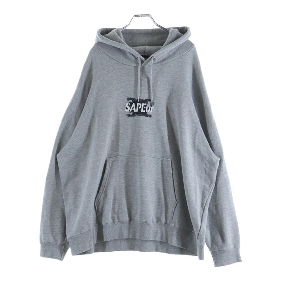 SAPEur サプール TIBETAN LEOPARD HOODIE プルオーバーパーカー グレー