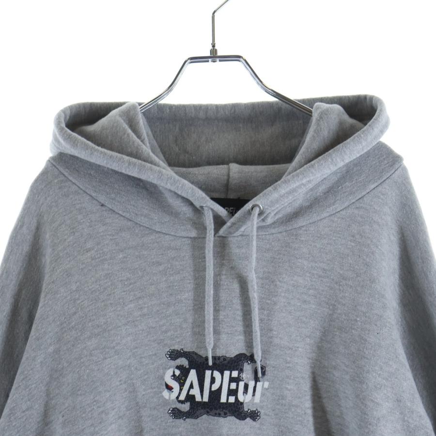 SAPEur サプール TIBETAN LEOPARD HOODIE プルオーバーパーカー グレー