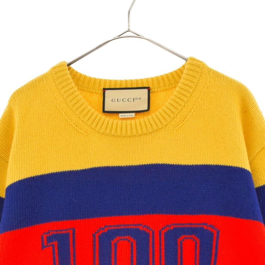 グッチ 21AW 100周年記念 バックロゴ クルーネックニットセーター 