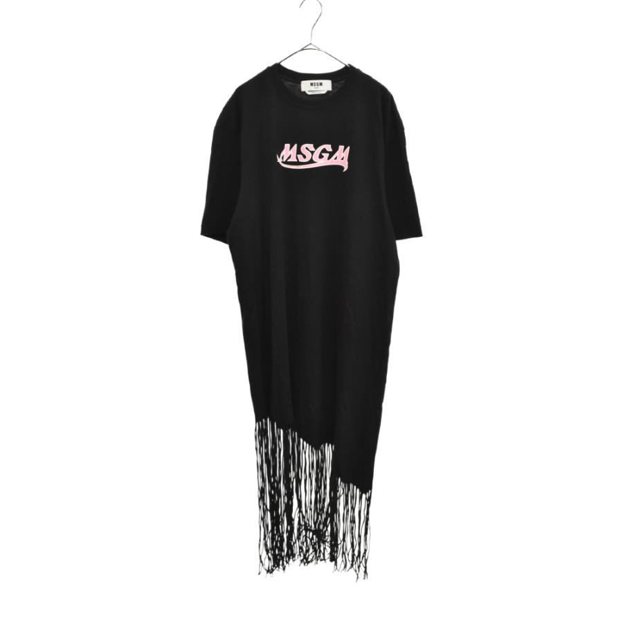 MSGM エムエスジーエム ロゴプリント フリンジ ロングレイヤード MSGM エムエスジーエム ロゴプリント フリンジ ロングレイヤード