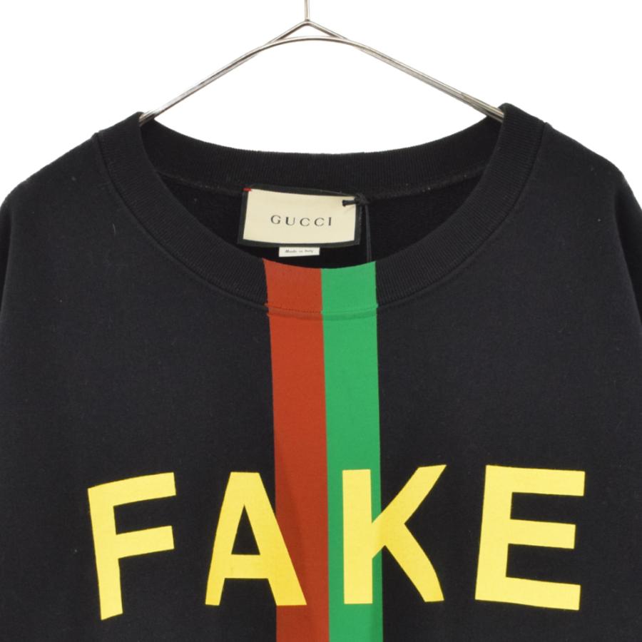 グッチ 20AW FAKE NOTプリント クルーネック長袖スウェットトレーナー