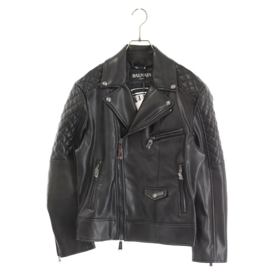 バルマン』 (2L) レザージャケット ファー ミドル丈 無地 カジュアル