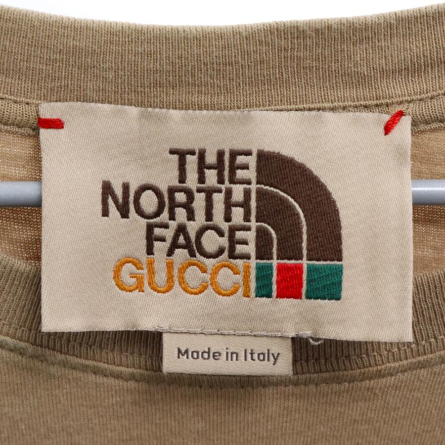 GUCCI グッチ 21AW×THE NORTH FACE Logo Print Tee×ノースフェイス ロゴプリント半袖Tシャツ ブラウン 615044 XJD2V｜shopbring｜03