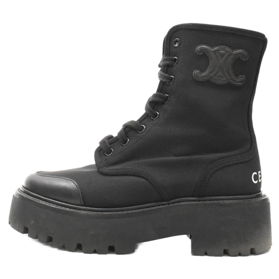 CELINEセリーヌバルキーレースアップブーツブラックトリオンフ