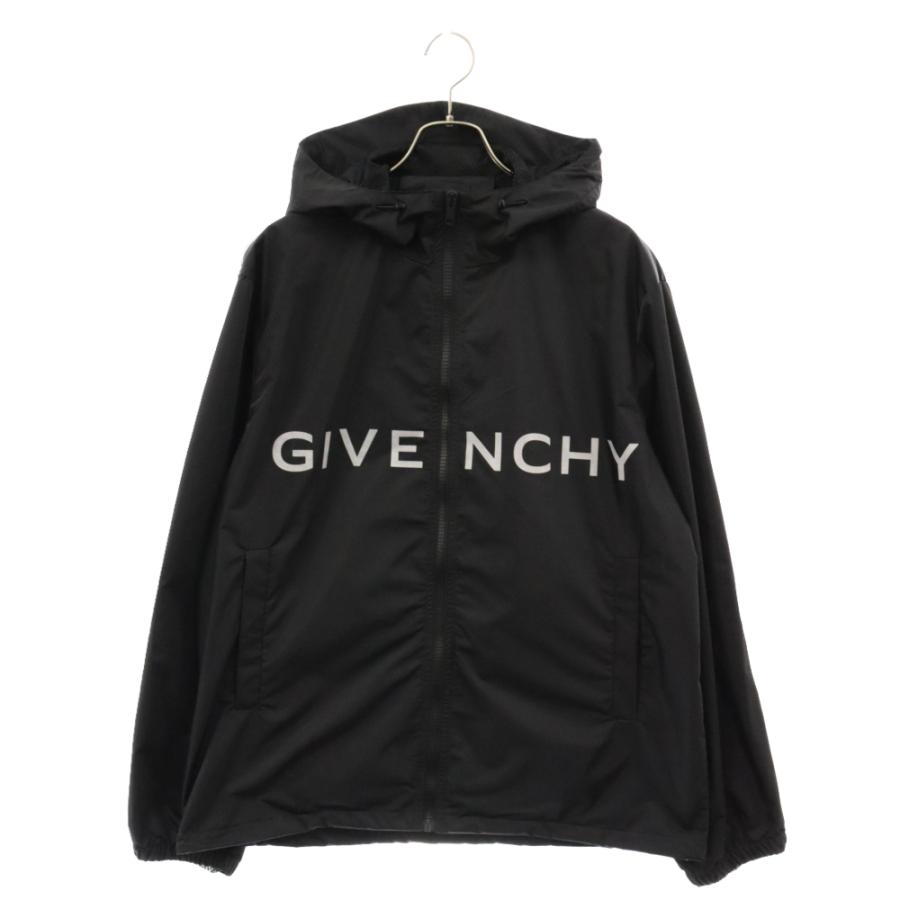 GIVENCHY ジバンシー パーカー ナイロン切替え オーバーサイズ ブラック ジバンシィ GIVENCHY ナイロンジャケット パーカー ジップアップ
