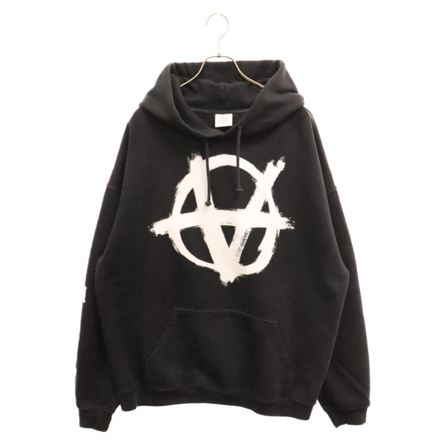 VETEMENTS ヴェトモン 21SS ANARCHY GOTHIC HOODIE UE51TR650B アナーキーゴシックプリントスウェットプルオーバーフーディ パーカー ブラック VETEMENTS（ヴェトモン） 21SS ANARCHY GOTHIC HOODIE アナーキー