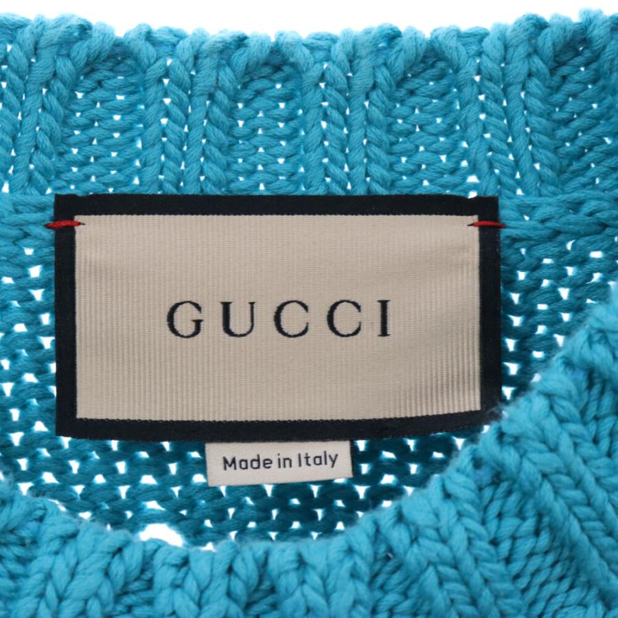 GUCCI（グッチ） 23AW アニマル カラーケーブルニットセーター ブルー