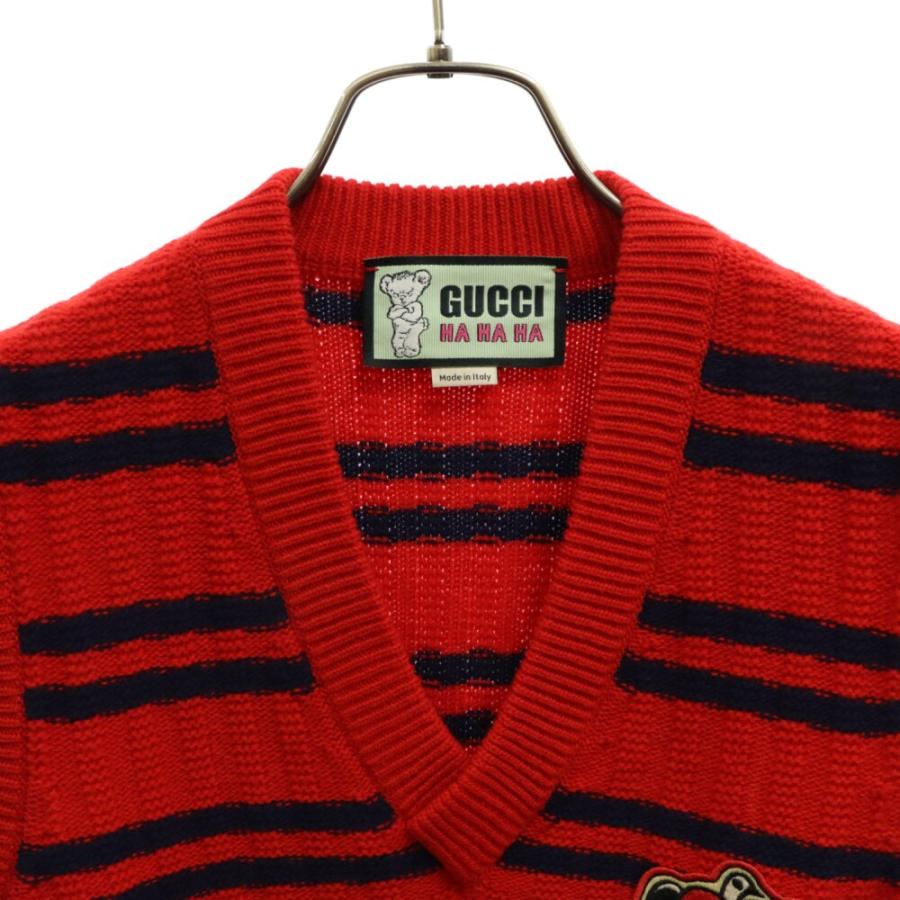 GUCCI（グッチ） HAHAHA ロゴワッペン ボーダーウールベスト 721799