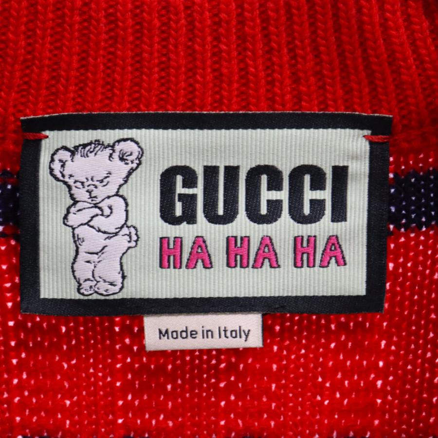 GUCCI（グッチ） HAHAHA ロゴワッペン ボーダーウールベスト 721799
