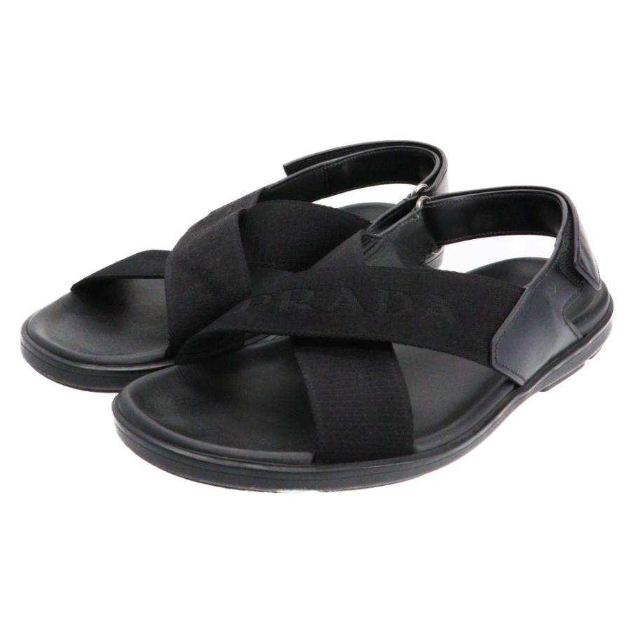 PRADA プラダ ロゴ クロスストラップ サンダル 2X3023 ブラック PRADA プラダ ロゴ クロスストラップ サンダル 2X3023 ブラック