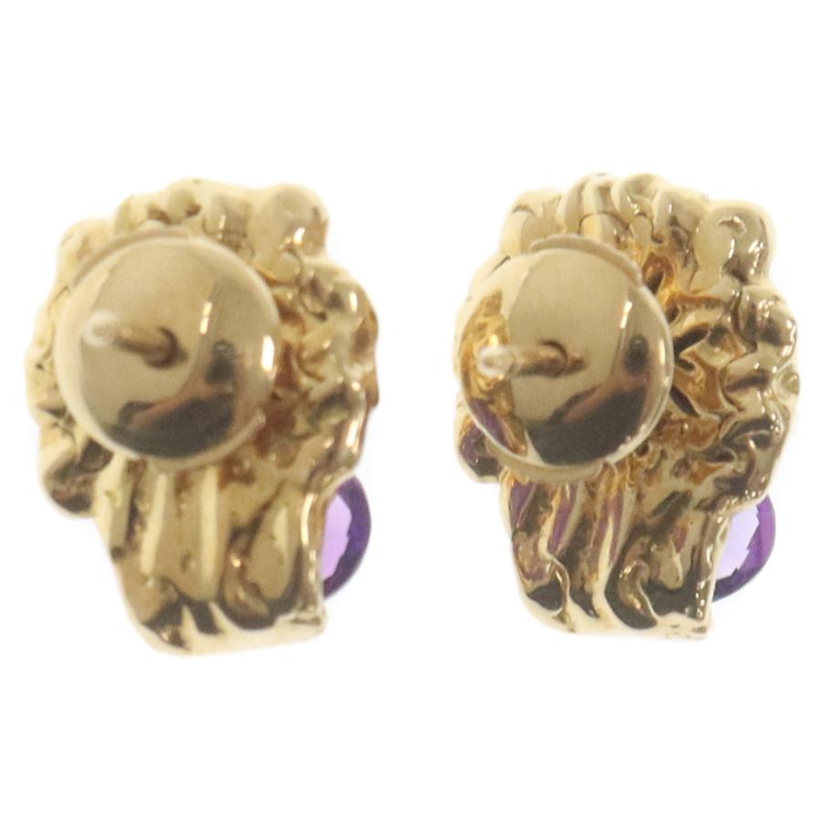 GUCCI グッチ K18YG Lion Head Earrings with Amethyst ライオン GUCCI グッチ K18YG Lion Head Earrings with Amethyst ライオン
