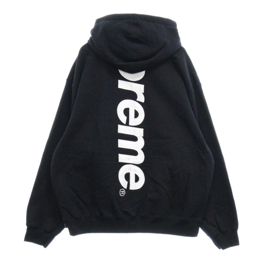 Supreme スウェットパーカー ブラック バックロゴ サテンアップリケ Supreme（シュプリーム） 24AW Satin Applique Hooded Sweatshirt #A