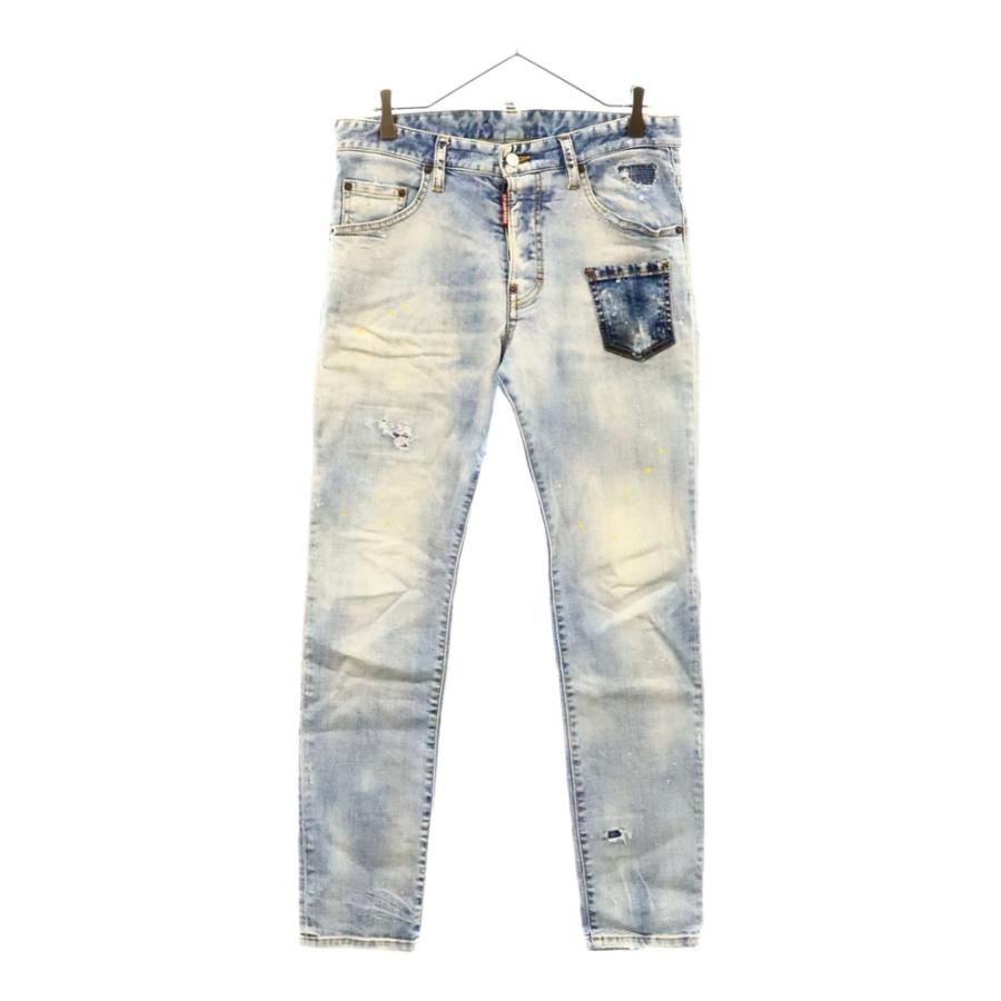 DSQUARED2 ディースクエアード LIGHT YELLOW SPOTS WASH SKATER JEAN 