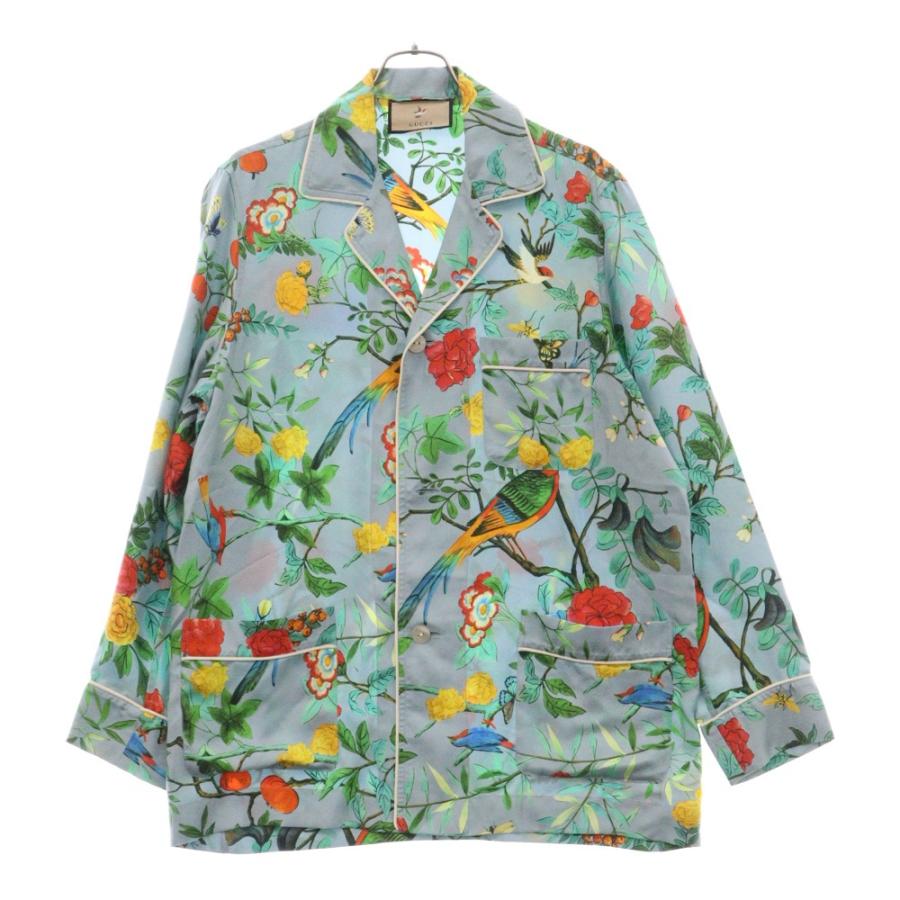 GUCCI グッチ 総柄 シルク 長袖シャツ パンツ セット パジャマ GUCCI グッチ 総柄 シルク 長袖シャツ パンツ セット パジャマ