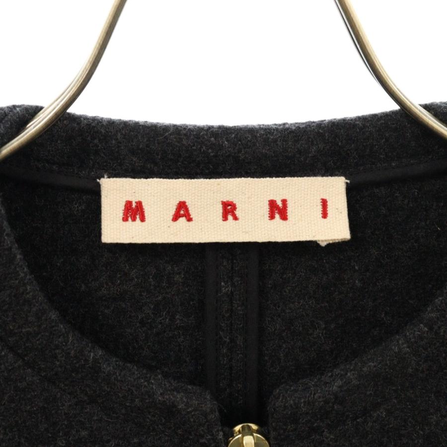 MARNI マルニ ノーカラー ジップアップ ウールコート
