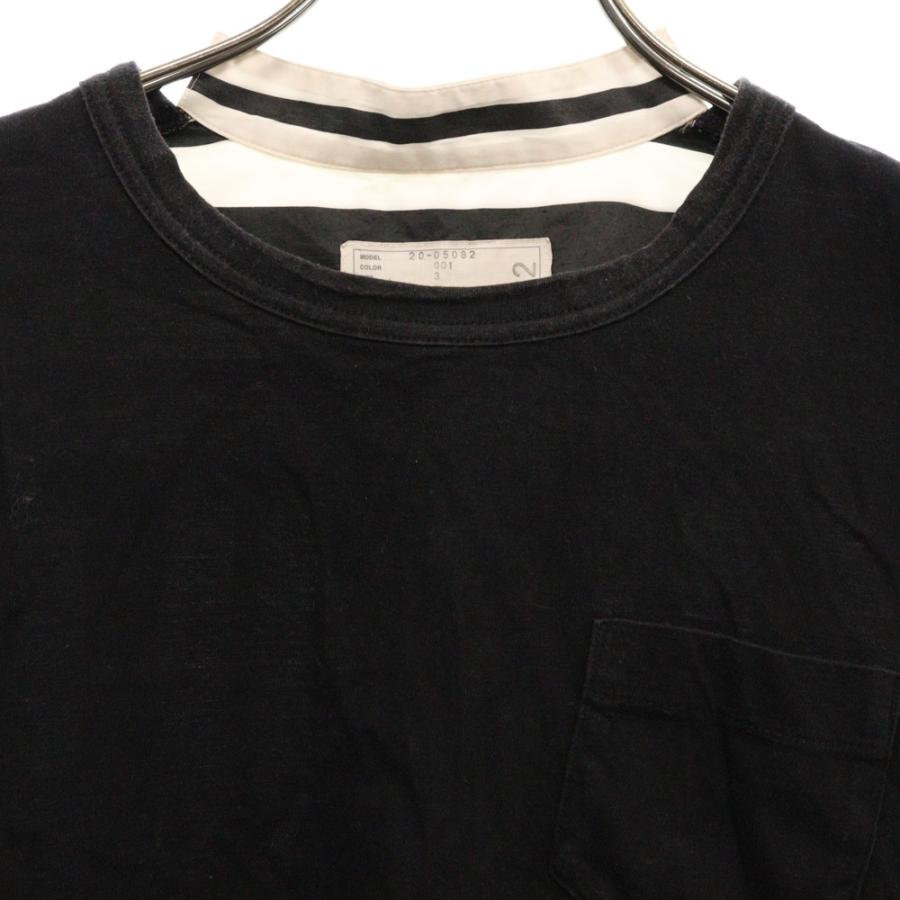 sacai（サカイ） 20SS 素材切替 クルーネック 半袖Tシャツ カットソー 