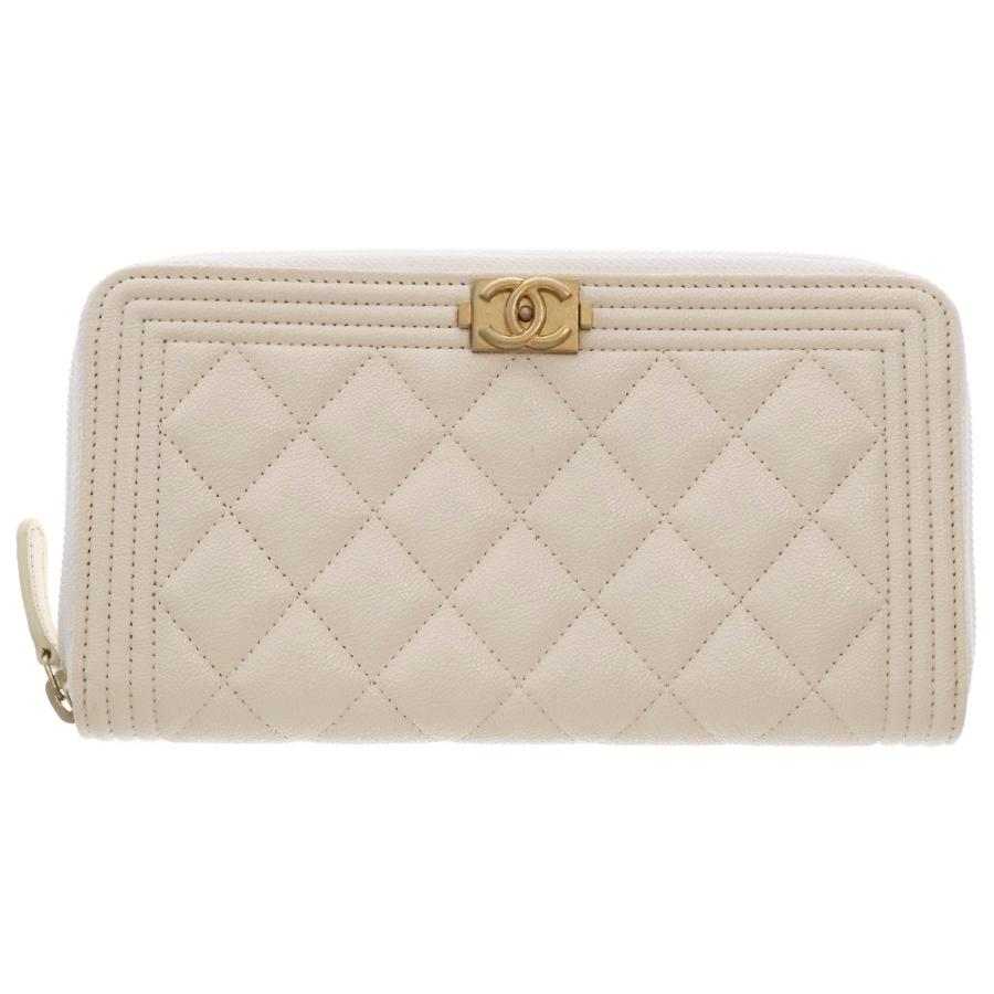 CHANEL シャネル ボーイシャネル キャビアスキン ラウンド長財布