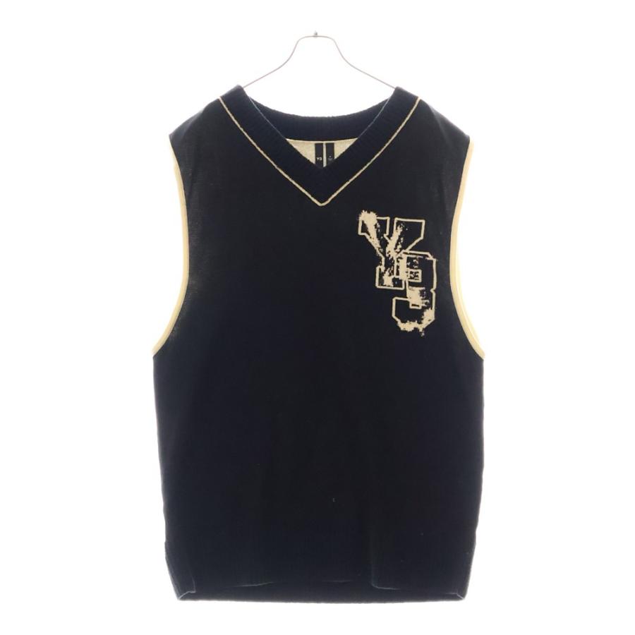 Y-3 / ニットベスト(薄手)/S/ポリエステル/BLK/IL4619 1M001 Y-3 ワイスリー LOGO KNIT VEST IL4619 Vネック ロゴ ニットベスト