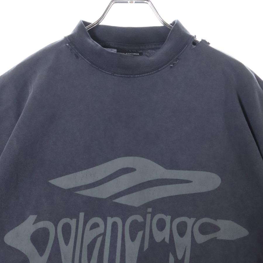 【美品】BALENCIAGA バレンシアガ Tシャツ デストロイクラッシュ NOT BEEN DONE 2024年製 ロゴ カラフル プリント ダメージ加工 オーバーサイズ 787349 カットソー トップス ユニセックス サイズ L ウォッシュドブラック マルチカラー ポルトガル製 BALENCIAGA（バレンシアガ） 23SS Skater T-Shirt デストロイ