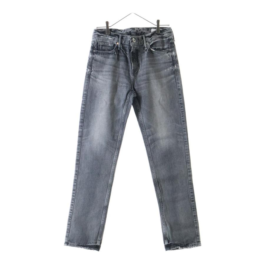 NO BRAND (ノーブランド) ジップフライ ダメージ加工 デニム スキニー 