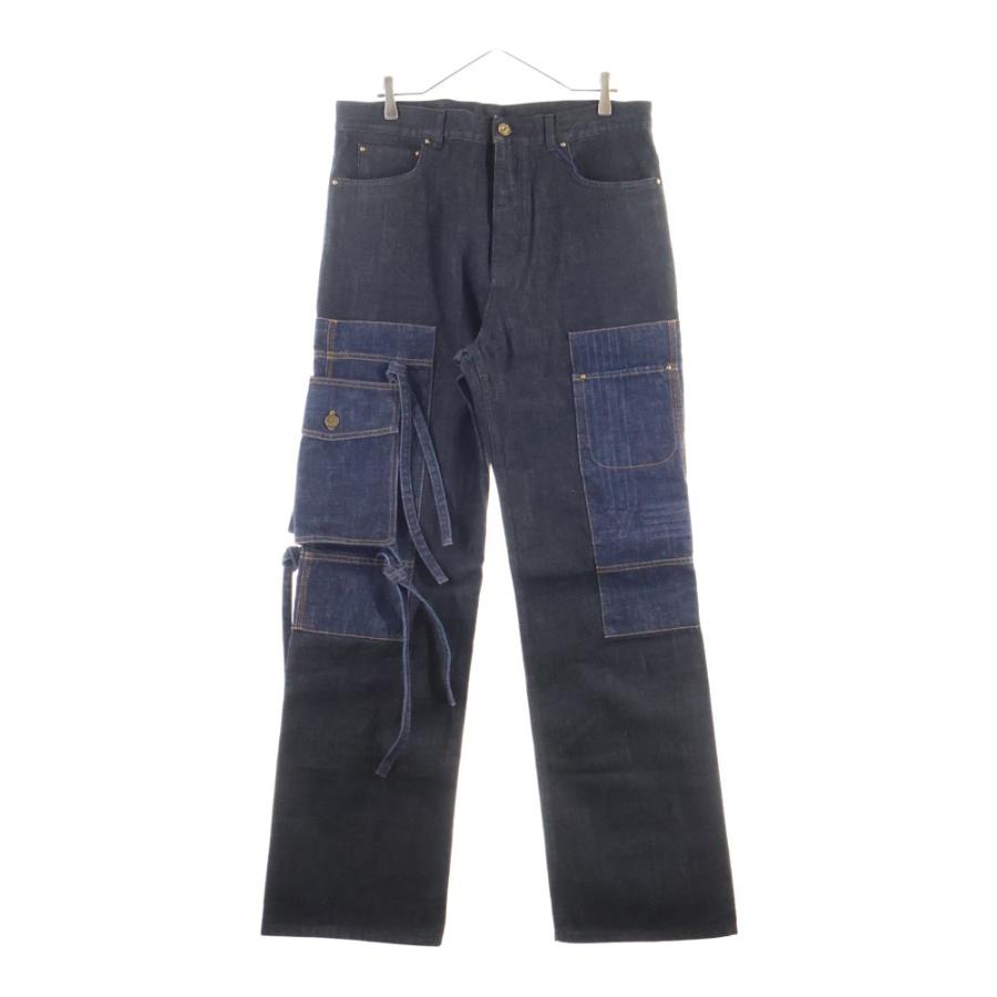 ユ*ケ様 LOUIS VUITTON ネイビー カラビナ パンツ 38 Louis Vuitton Limited Edition Denim Blue Monogram Jungle Canvas