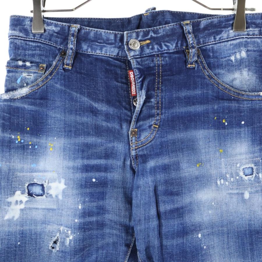 DSQUARED2 ペイント ダメージ加工 デニムパンツ バスキア 限定デニム DSQUARED2（ディースクエアード） 20SS ダメージリペア加工ペイント