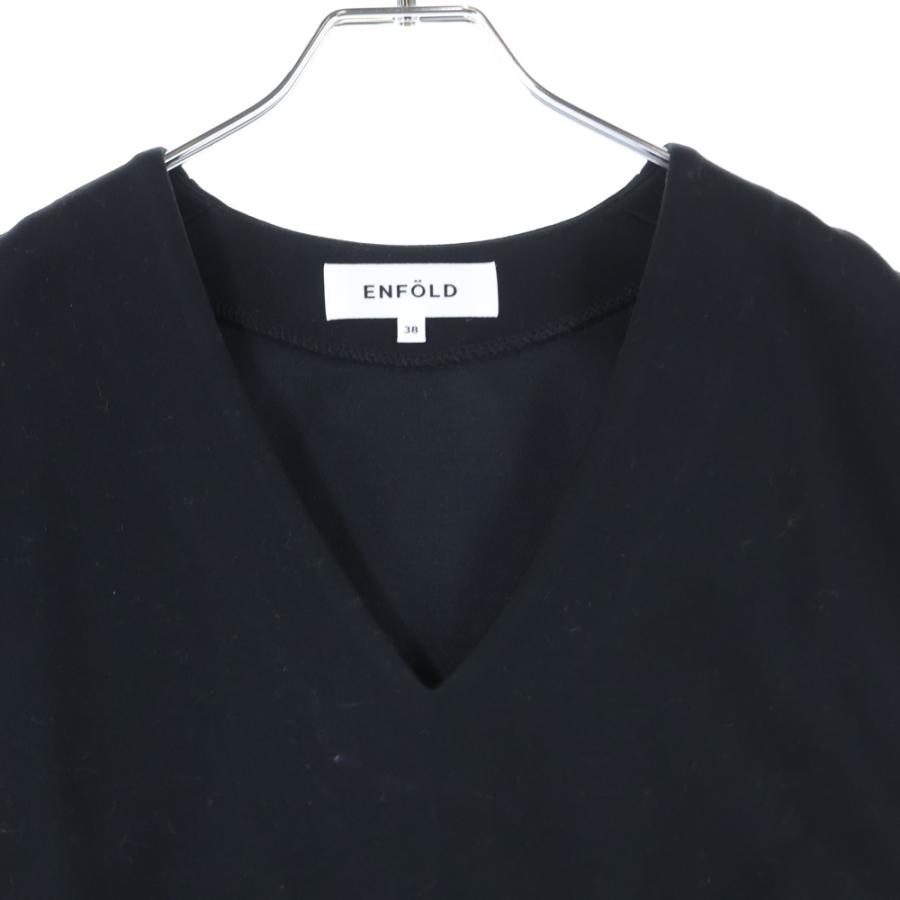エンフォルド ENFOLD ノースリーブ Vネックブラウス ブラック サイズ38 中古・古着通販】ENFOLD (エンフォルド) ノースリーブブラウス