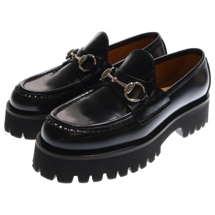 GUCCI（グッチ） ホースビット レザー 厚底 ローファー ブラック