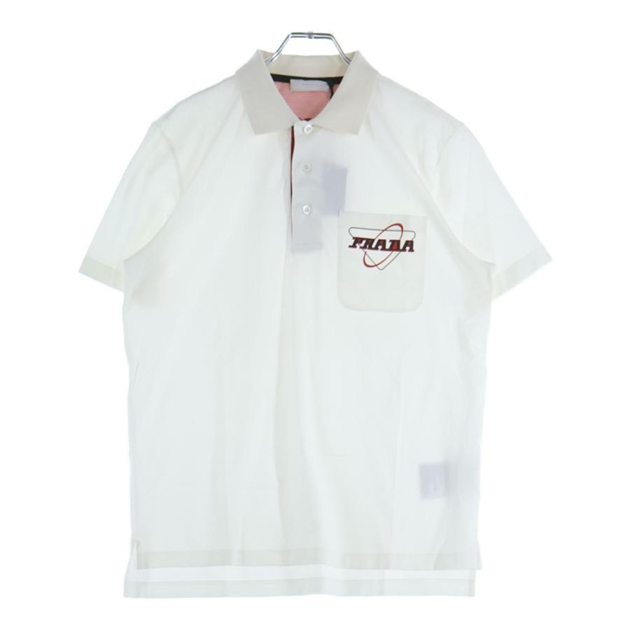 PRADA（プラダ） 19SS ロゴプリント 半袖ポロシャツ ホワイト UJN651