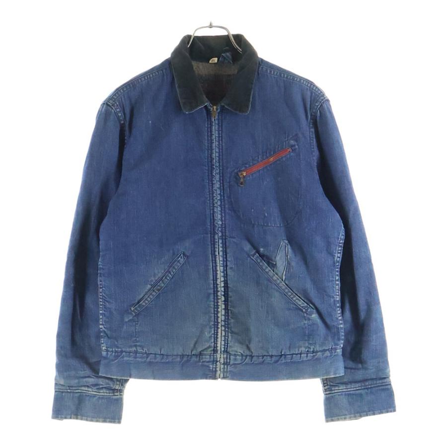 VINTAGE ヴィンテージ 40s アールデコTALONジップ コーデュロイロイ切替ブランケットジップデニムジャケット インディゴ VINTAGE ヴィンテージ 40s アールデコTALONジップ コーデュロイロイ