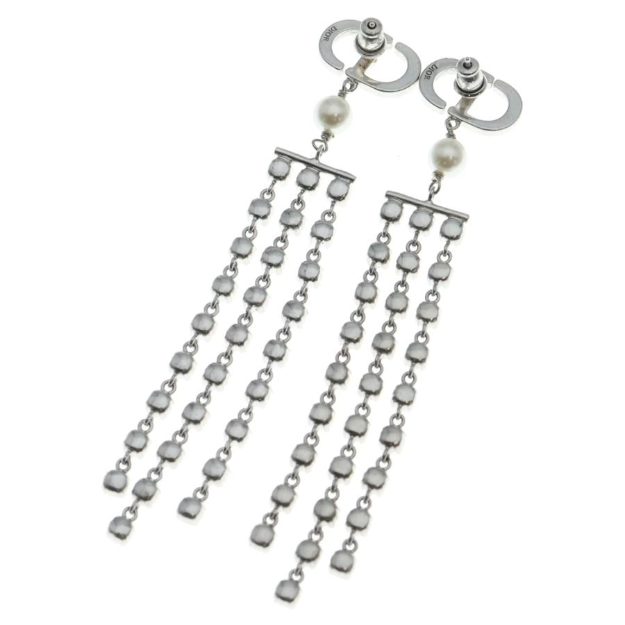 DIOR ディオール CDロゴ ラインストーン パールシャンデリアピアス