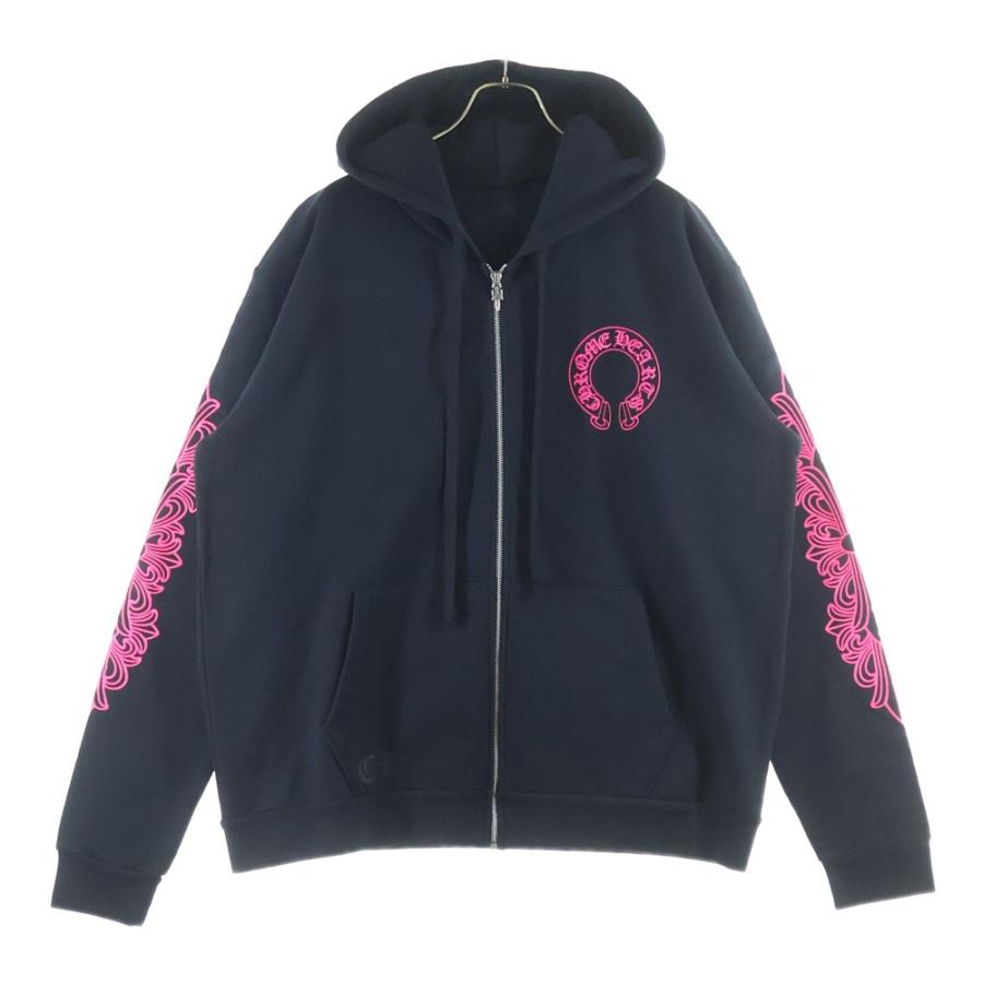 ✨新品未使用✨ シーズン限定　CHROME HEARTS 黒×ピンク　ジップ CHROME HEARTS（クロムハーツ） SWTSHRT HD ZIP バックホースシュー 袖