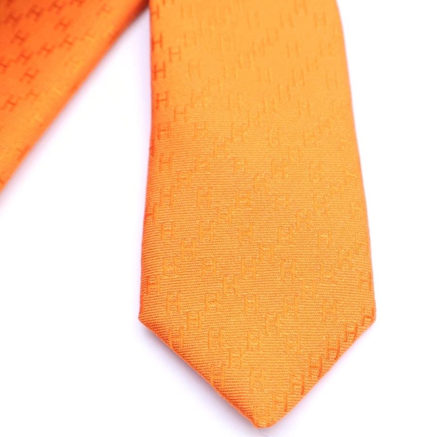 HERMES エルメス　ネクタイ　オレンジ　H柄　ファソネ HERMES（エルメス） ファソネH シルクネクタイ オレンジ : BRING Yahoo
