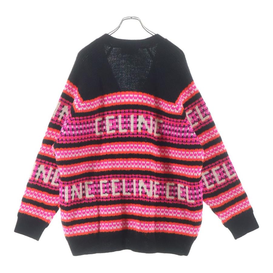 CELINE セリーヌ 23AW ロゴスキー ジャガードニット カーディガン ブラック/ピンク 2AC91579S_1