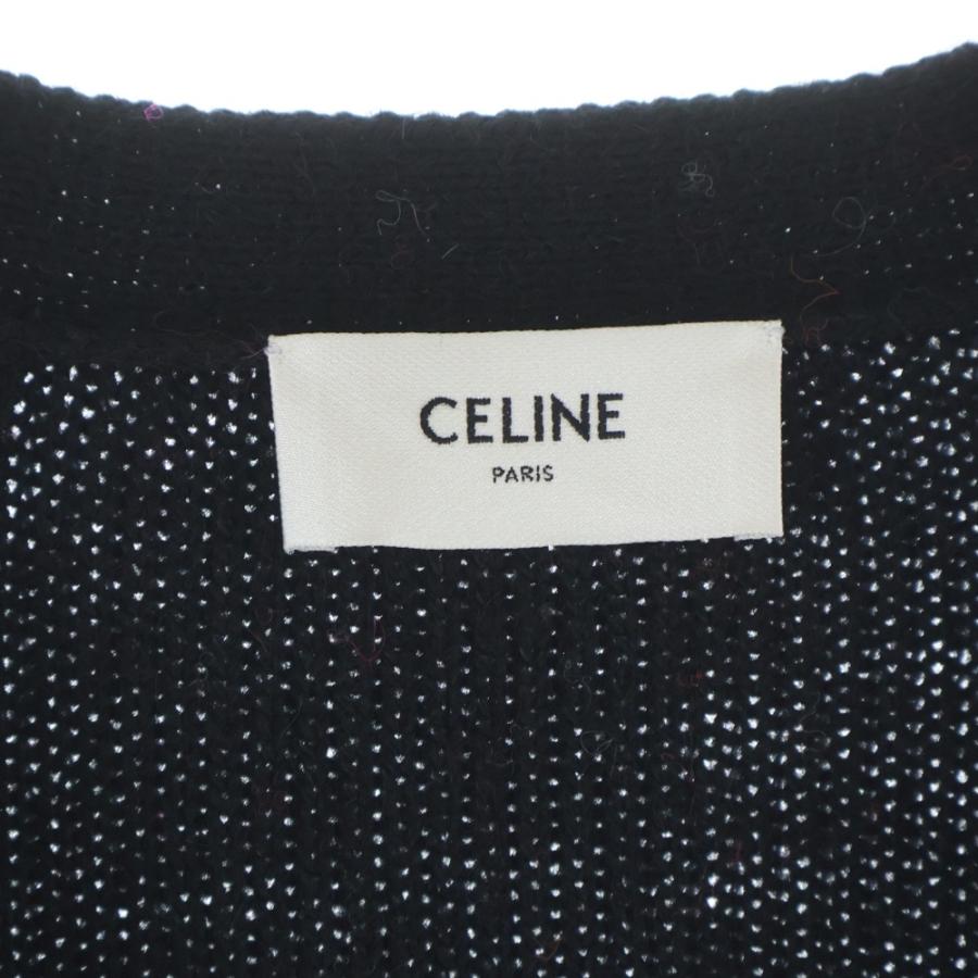 CELINE セリーヌ 23AW ロゴスキー ジャガードニット カーディガン ブラック/ピンク 2AC91579S_6