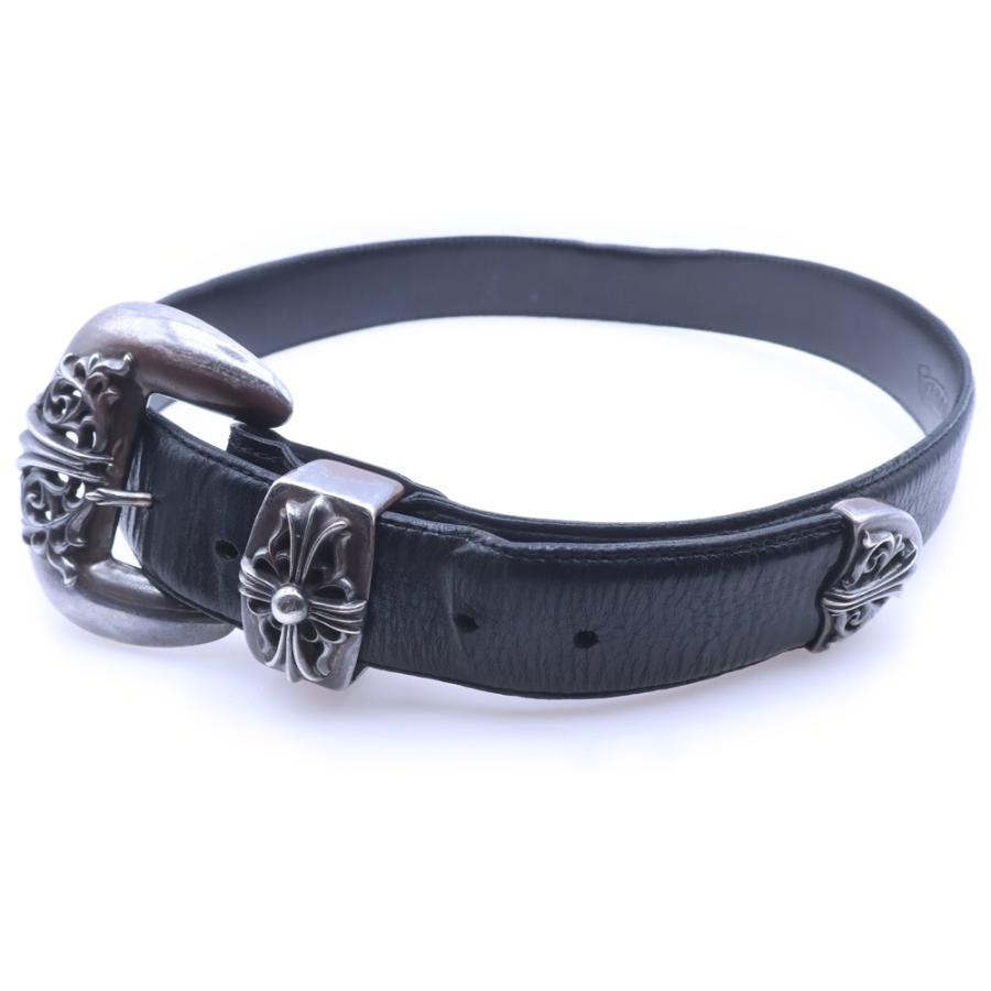 CHROME HEARTS クロムハーツ BLT CLASSIC 3PC クラシック 3PC レザーベルト サイズ32 スターリングシルバー ブラック 美品 中古 4b013117 CHROME HEARTS（クロムハーツ） BLT CLASSIC 3PC クラシック 3ピース