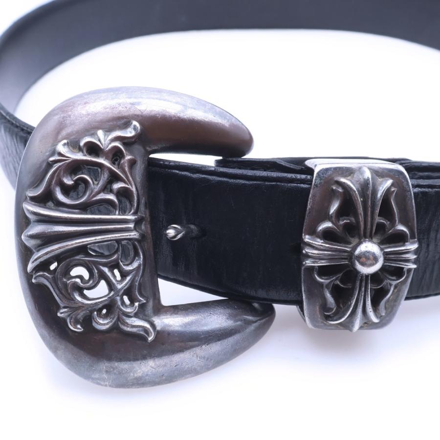 CHROME HEARTS クロムハーツ BLT CLASSIC 3PC クラシック 3PC レザーベルト サイズ32 スターリングシルバー ブラック 美品 中古 4b013117 CHROME HEARTS（クロムハーツ） BLT CLASSIC 3PC クラシック 3ピース