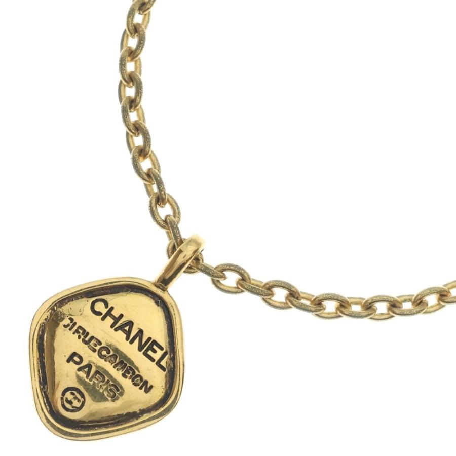 CHANEL シャネル　ネックレス　カンボン　ゴールド　チェーン　プレート　ロゴ CHANEL（シャネル） カンボン スクエアプレートネックレス ゴールド